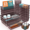25 PCS Plastic Drawer Organizer Set, Makeup Organizers and Storage Bins by WOWBOX