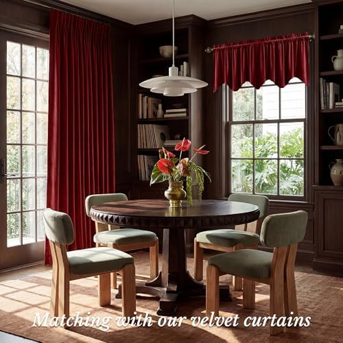 StangH Red Christmas Velvet Window Valance 52x18 Inch, 4-Panel Set - Image 2