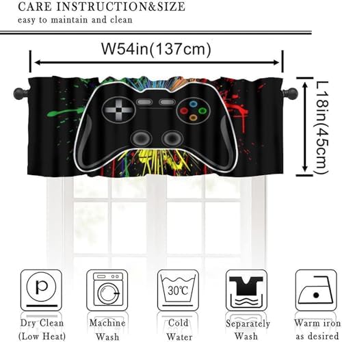 Gamepad Valances Kitchen Window Curtains, Colorful Game Controller Graffiti - Image 2