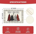 Artoid Mode Watercolor Grey Buffalo Plaid Christmas Trees Placemats Set of 6 - Image 6
