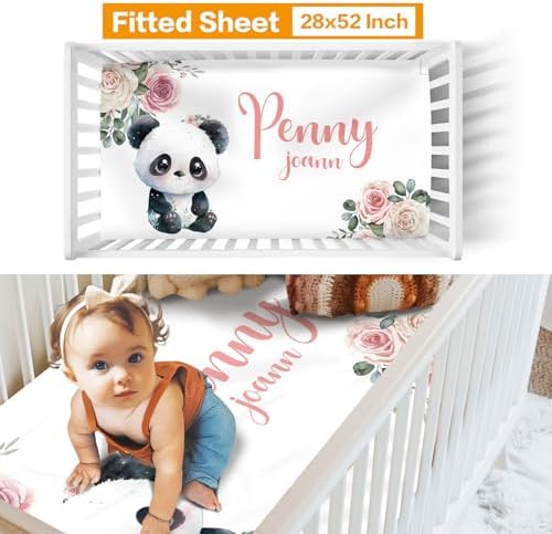 Custom Crib Bedding Set for Girls Gifts Panda Floral Design Color14 - Image 3