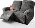vctops 6 Pieces Geometric Jacquard Plush Recliner Loveseat Slipcovers Soft by vctops