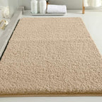 Polyester Bathroom Rug 24"x40" Light Brown, Non-Slip Soft Bath Mat by Kildoss