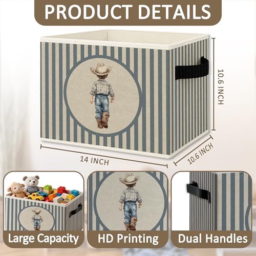 Western Cowboy Boy Nursery Foldable Storage Bins Box - Image 6