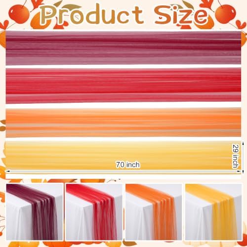 4 Pcs Fall Tulle Table Runners for Wedding Table Decor - Image 3
