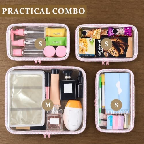4 pcs Clear Zipper Pouches, Hard Shell Zipper Case, Toiletry Bag - Image 6