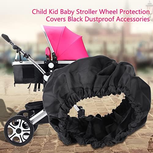 4Pcs/Set Stroller Wheel Covers Child Kid Baby Stroller Wheel Covers Black - Image 2