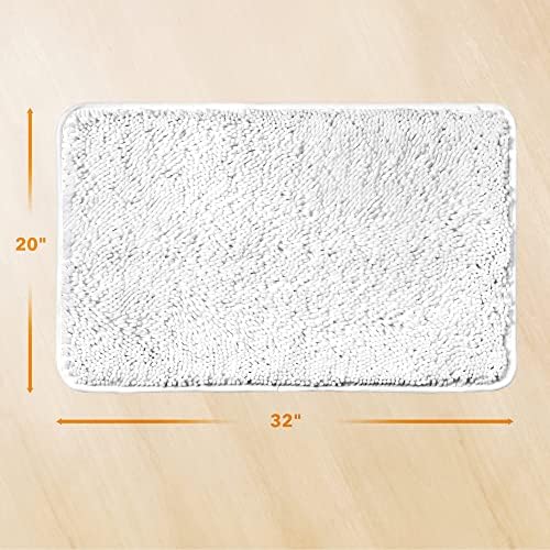 Yeaban Chenille White Bathroom Rug 20"x32", Non-Slip Rubber Backing - Image 2