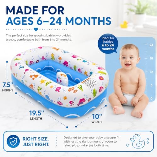 Mommy's Helper Inflatable Baby Bathtub, Portable Bathtub, Ages 6-24 Months - Image 3