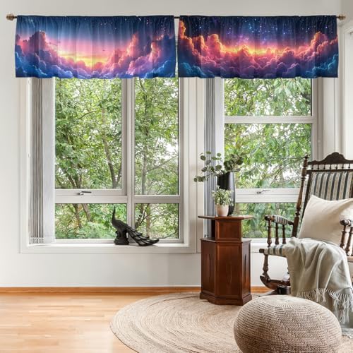 Pink Cloud Valance Curtain for Windows 2 Pack Colorful Clouds Cute Cartoon Rod - Image 7