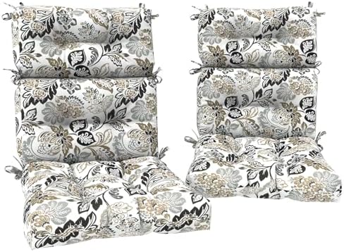 DYTXIII Outdoor High Back Chair Cushions Set of 2, Water Repellent Tufted by DYTXIII
