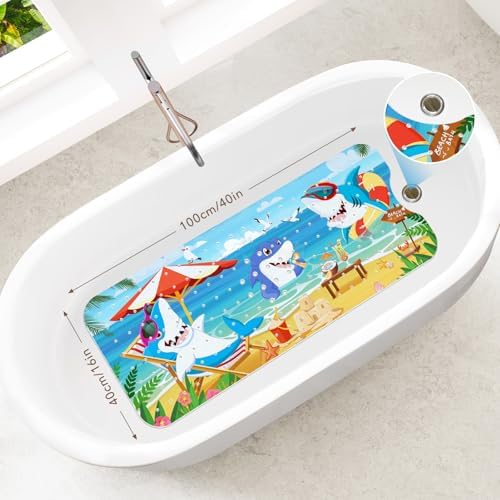 SHUCHING Kids Bath Mat for Tub Non Slip-40 X 16 Inch, Bathtub Mat Non Slip for - Image 2