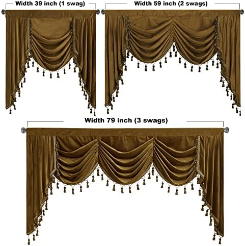 StangH Extra Wide Gold Brown Valance Curtain W79 inches, 1 Panel - Image 5