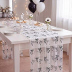 4 Pcs White Tulle Table Runner Black Bow, 29 X 70 Inch Lace - Image 5