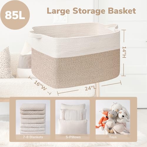 Goodpick 85L Large Woven Rope Blanket Basket - Image 3