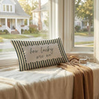 How Lucky are We Inspirational Pillow Cover 12x20, Modern Farmhouse Retro - Image 4