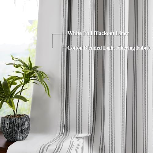 ZJDECOR Black Striped Full Blackout Cotton Blended Panels - Image 4