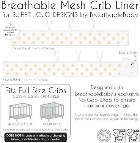 Sweet Jojo Designs + BreathableBaby 2-Piece Breathable Mesh Crib Liner Set - Image 6