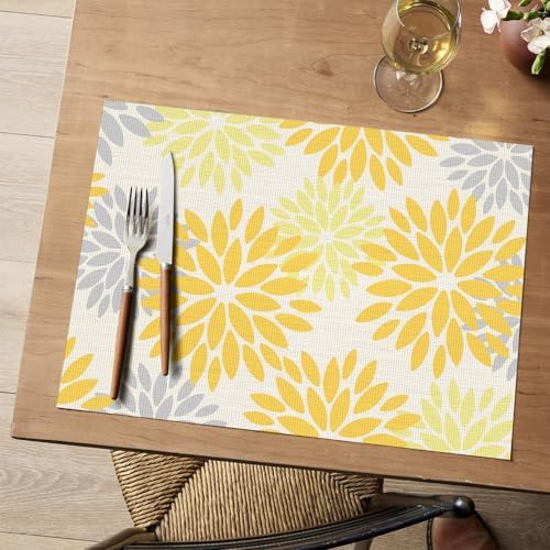 Artoid Mode Floral Plastic Placemats Set of 6, Washable Heat Resistant Non-Slip - Image 2