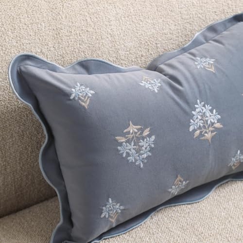 BlissBlush Lumbar Pillow Cover 12x20, Coastal Blue Velvet Decorative Lumbar - Image 7