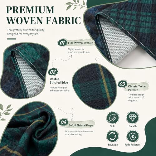 Blue Green Tartan Table Runner 72 x 13 - Image 3