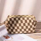 SOIDRAM 2 Pieces Makeup Bag Large Checkered Cosmetic Bag Capacity Canvas Mix - Image 6