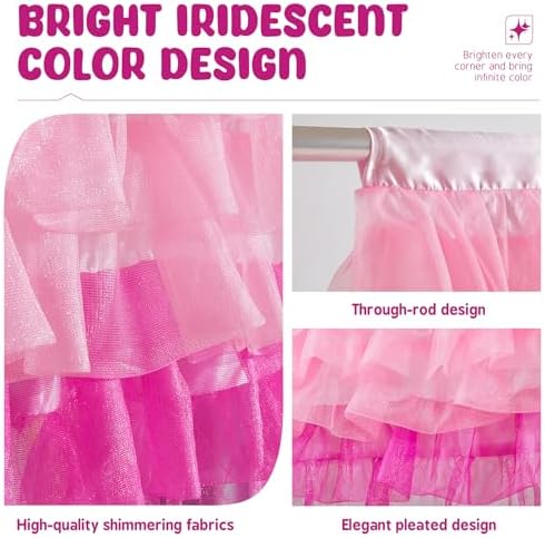 Besutolife Valance Curtains Pink Tulle Valance - Image 4