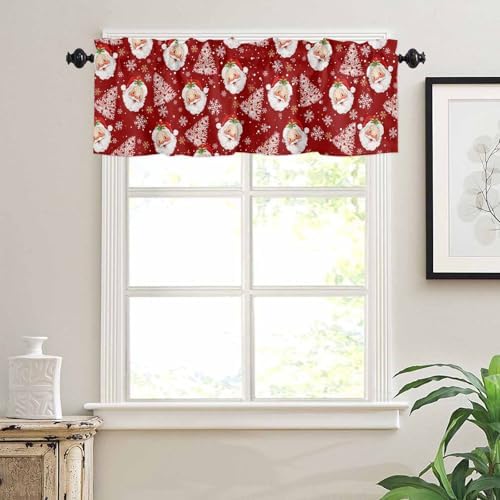 Red Christmas Kitchen Curtains and Valances Set, Santa Claus Merry Christmas - Image 6