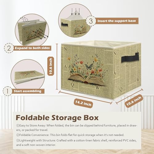 Vintage Book Storage Box Bins, Reading Corner Nook Room Decor, Bookish - Image 3
