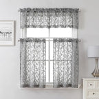 Lecloud Leia Charcoal Grey Sheer Curtains 54 Inch Length 2 Panels, Voile Light - Image 2