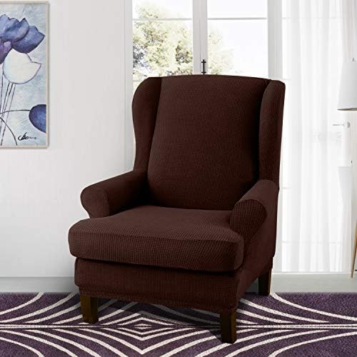 Granbest Premium Water Repellent Wingback Chair Cover 2-Piece High Stretch - Image 2
