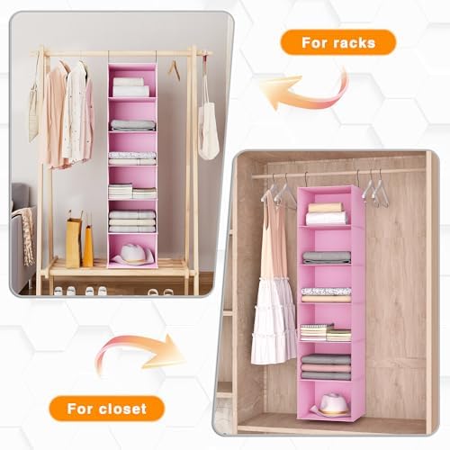 Hanging Closet Organizer 6-Shelf, Oxford Fabric Wardrobe Storage - Image 5