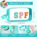 Kacctyen Clear Beach Swim SPF Makeup Bag Preppy Chenille Letter Cosmetics Nylon - Image 2
