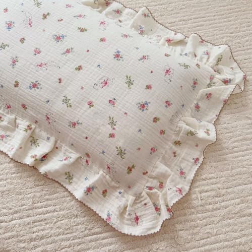 BuLuTu Muslin Cotton Baby Pillow Case, Flower & Sheep Pattern - Image 3