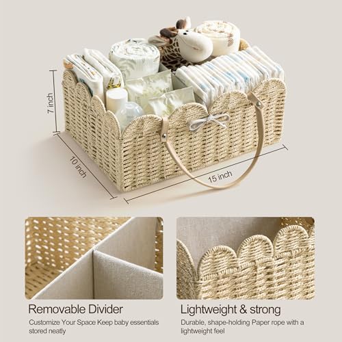 HBlife Large Baby Diaper Caddy, Paper Rope Storage Baskets Nursery Bin - Image 5