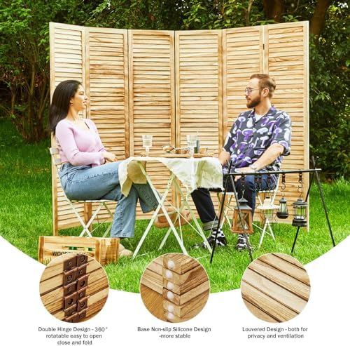 Room Dividers and Folding Privacy Screens, Wood Louvered Separators Divider Wall - Image 4