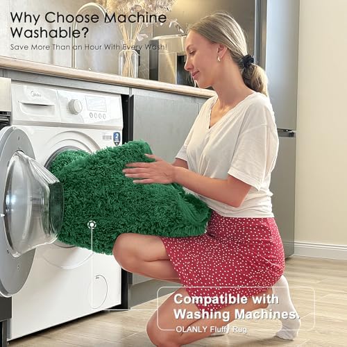 OLANLY 3x5 Machine Washable Small Bedside Rug, Soft Fluffy Shaggy Rugs - Image 2