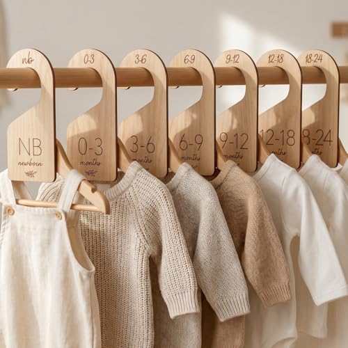 Beautiful Wooden Baby Closet Dividers Set of 7 by KIBAGA