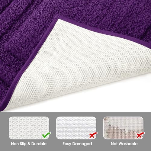 HOMEIDEAS Bathroom Rugs Sets 2 Piece, Super Soft Non Slip Bath Mat Purple - Image 5