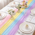 4 Pcs Pastel Colorful Tulle Table Runner Spring Summer Party - Image 3