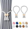 NICEEC 2 Pack Wooden Polyhedron Magnetic Curtain Tiebacks Boho Home Decor Drape by NICEEC