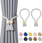 NICEEC 2 Pack Wooden Polyhedron Magnetic Curtain Tiebacks Boho Home Decor Drape by NICEEC