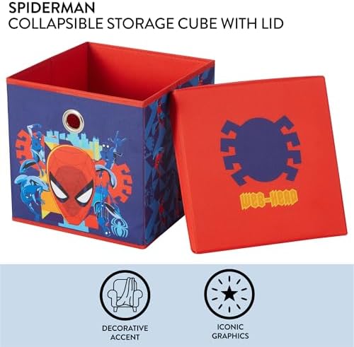 Idea Nuova Marvel Spiderman Collapsible Fabric Storage Cube, 10” Organizer Bin - Image 2