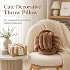 Petrella Coffee Brown Knot Pillow Ball, 8 Inch Decorative Pillow - Image 4