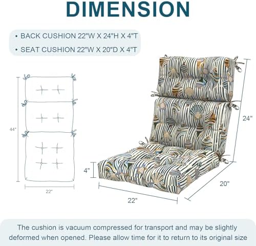 DYTXIII Outdoor High Back Chair Cushions Set of 2, Water Repellent Tufted - Image 3