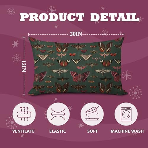 Vintage Gothic Witchy Butterfly 12x20 Pillow Cover, Retro Moody Dark Academia - Image 2