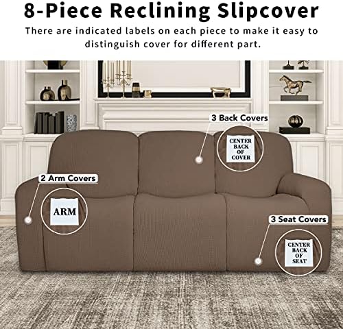Easy-Going 100% Dual Waterproof Recliner Sofa Cover, 8-Pieces Stretch Relining - Image 4