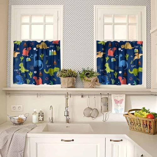 Boys Dinosaur Valance Curtain for Kids Girls Nursery Playroom Room Home Decor - Image 2
