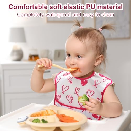 Accmor Baby Bibs for Eating, Waterproof Mess Proof Baby Toddler Bibs, Apron - Image 5