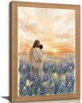 Framed Jesus Canvas Wall Art Jesus Holding Child In The Flower Patch Wall Decor by Unknown